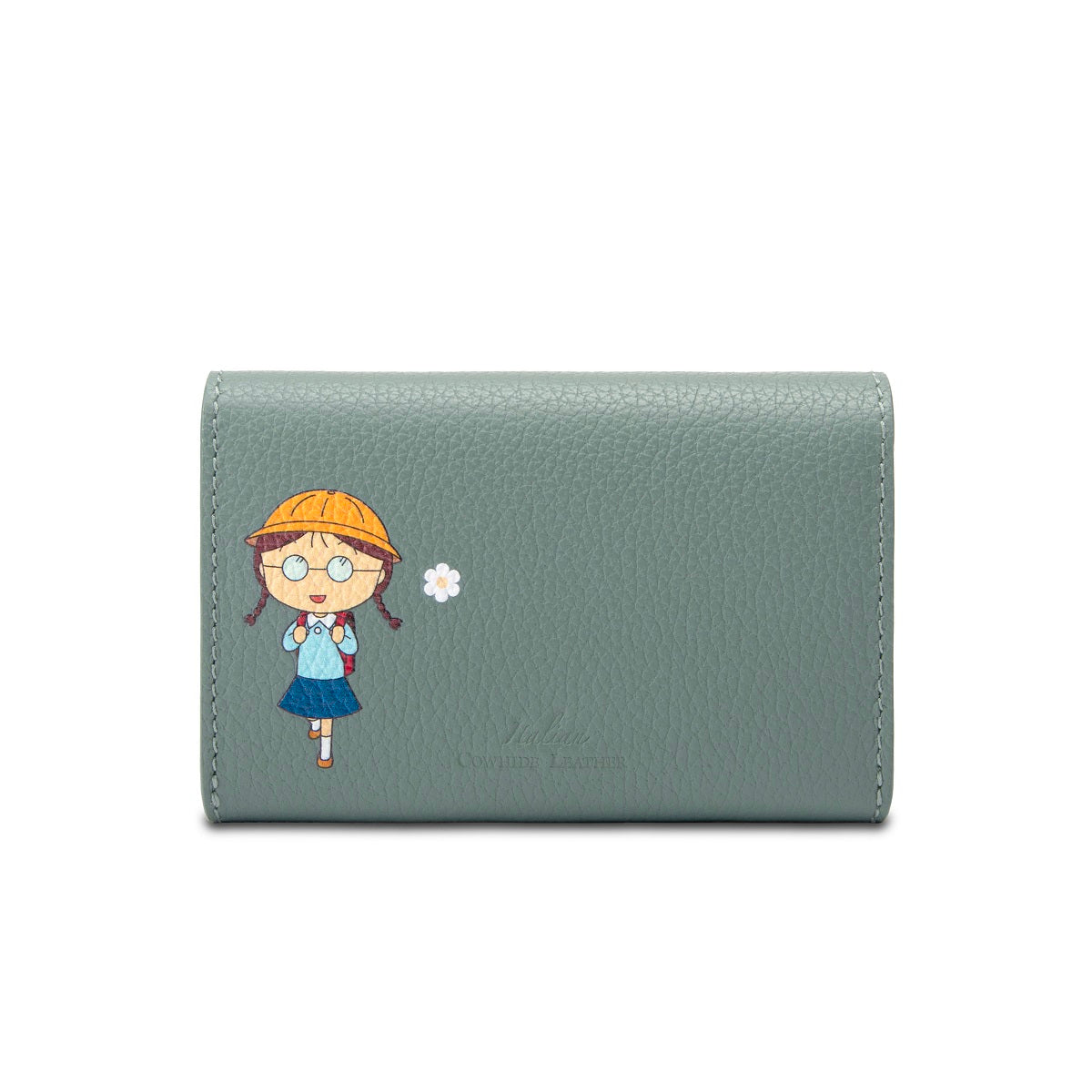 Samuel Ashley x Chibi Maruko Chan Genuine Leather Mini Wallet for Women - Cute Anime Character Design Slim Card Holder for Everyday Use, Travel & Gift Giving