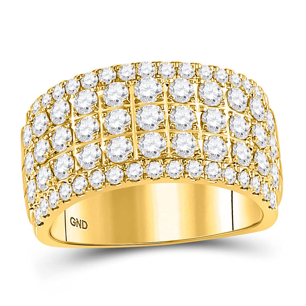 10K Yellow Gold Women's Round Diamond Band Ring - 2 CTTW Sparkling Wedding & Anniversary Jewelry for Everyday Elegance