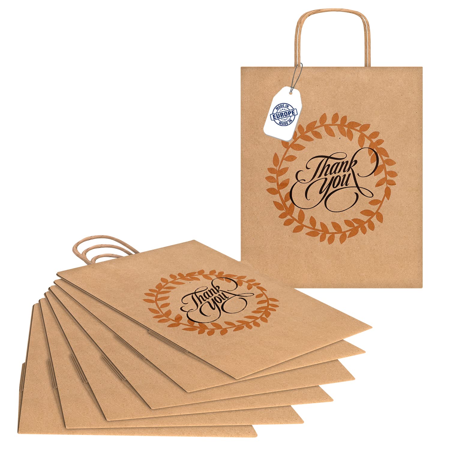 Melissa & Harry 8x4.25x10.5 Inch Brown Kraft Paper Bags with Handles - 100 Pack Eco-Friendly Recycled Customizable Gift Bags | Perfect for Small Business, Wedding Favors, Party Gifts, Retail Shopping & Customer Merchandise | Sustainable Packaging Solution for Events & Retail Stores