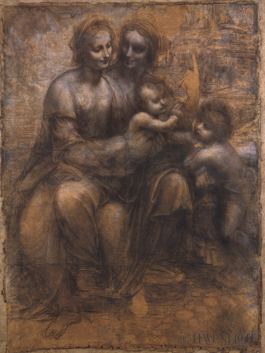 Mary with Jesus and John the Baptist - Religious Christian Wall Art for Home Decor, Church, and Prayer Rooms