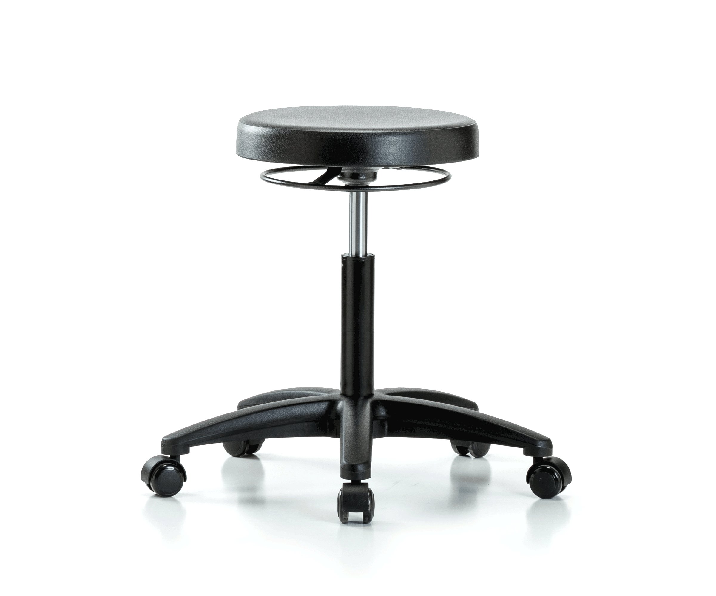 Heavy Duty Polyurethane Work Stool with Wheels - Adjustable Height for Workbench, Carpet & Linoleum Floors - Perfect for Garage, Workshop & Industrial Use