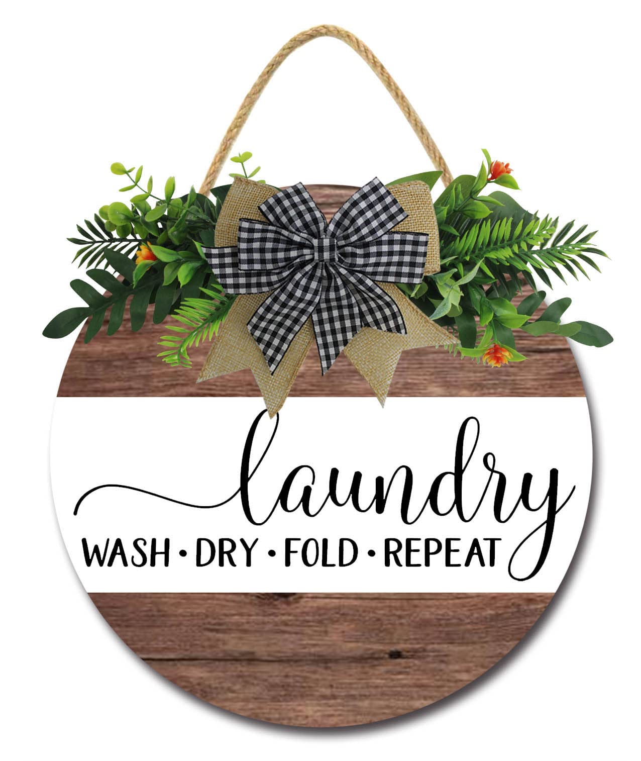 Vintage Wooden Laundry Room Hanging Sign Decor - 11.2