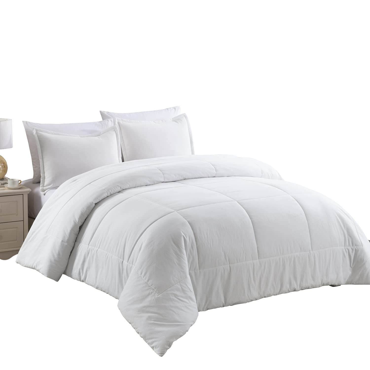 Premium Washed Cotton Comforter and Sham Set - Soft, Breathable & Wrinkle-Resistant Bedding for Cozy Sleep - Perfect for Master Bedrooms, Guest Rooms & Dorm Decor