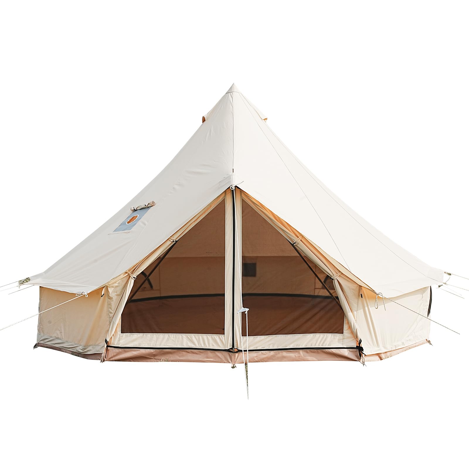 4 Season Bell Tent - 100% Cotton Canvas Breathable Yurt Tent with Stove Jack & Removable Floor for Luxury Camping, Glamping, Outdoor Adventures & Backyard Getaways