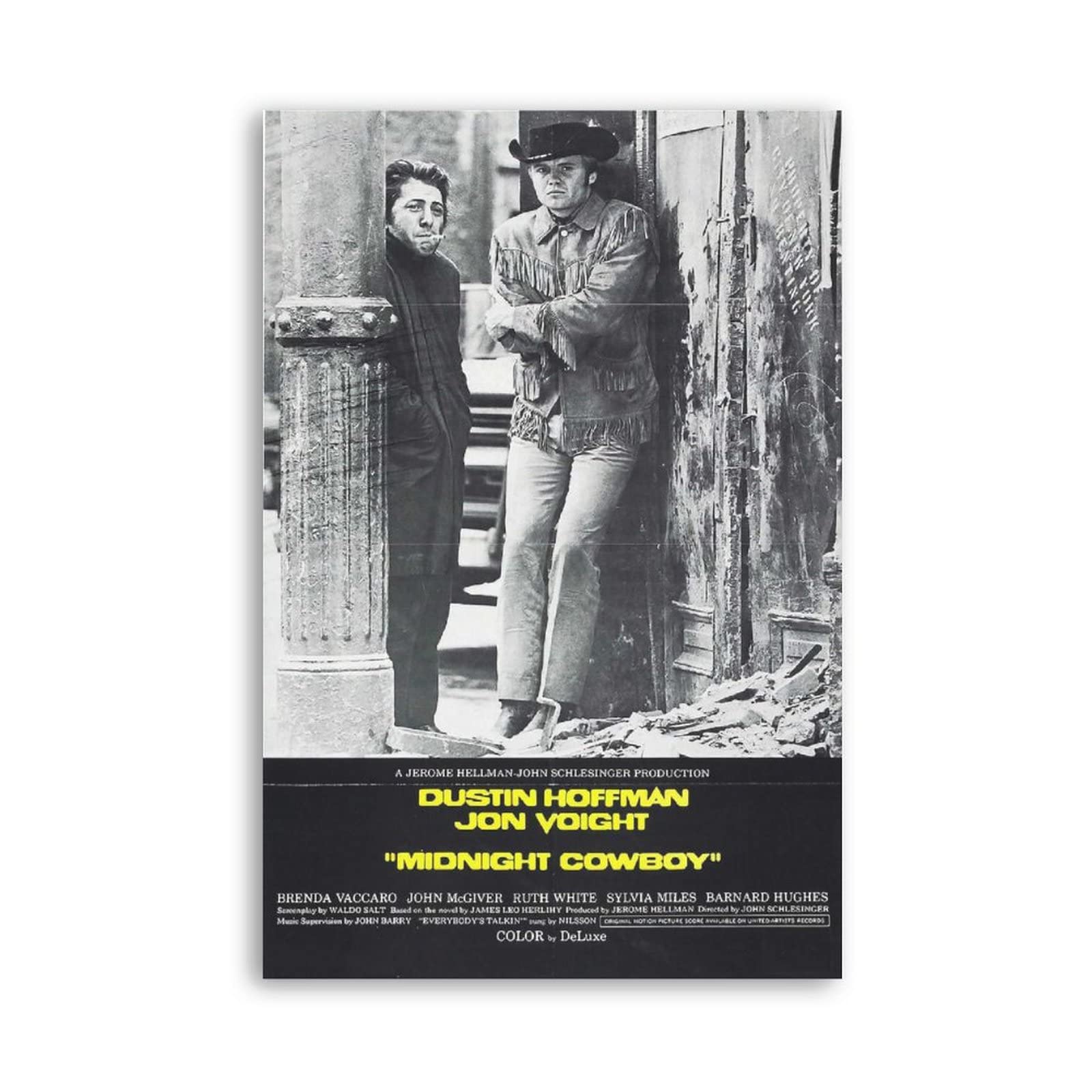 Midnight Cowboy Movie Poster Canvas Wall Art - 20x30 Inch (50x75cm) Unframed - Perfect for Bedroom, Office & Home Theater Decor - Great Gift for Film Lovers & Western Fans