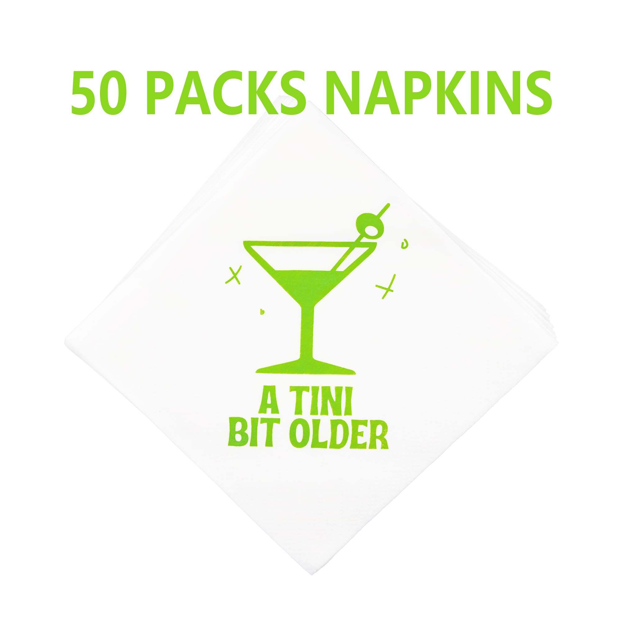 Trendy Martini Birthday Napkins & Party Decorations - A Tini Bit Older Theme for Martini Bar Celebrations - Perfect for Cocktail Parties, 21st Birthdays & Themed Events