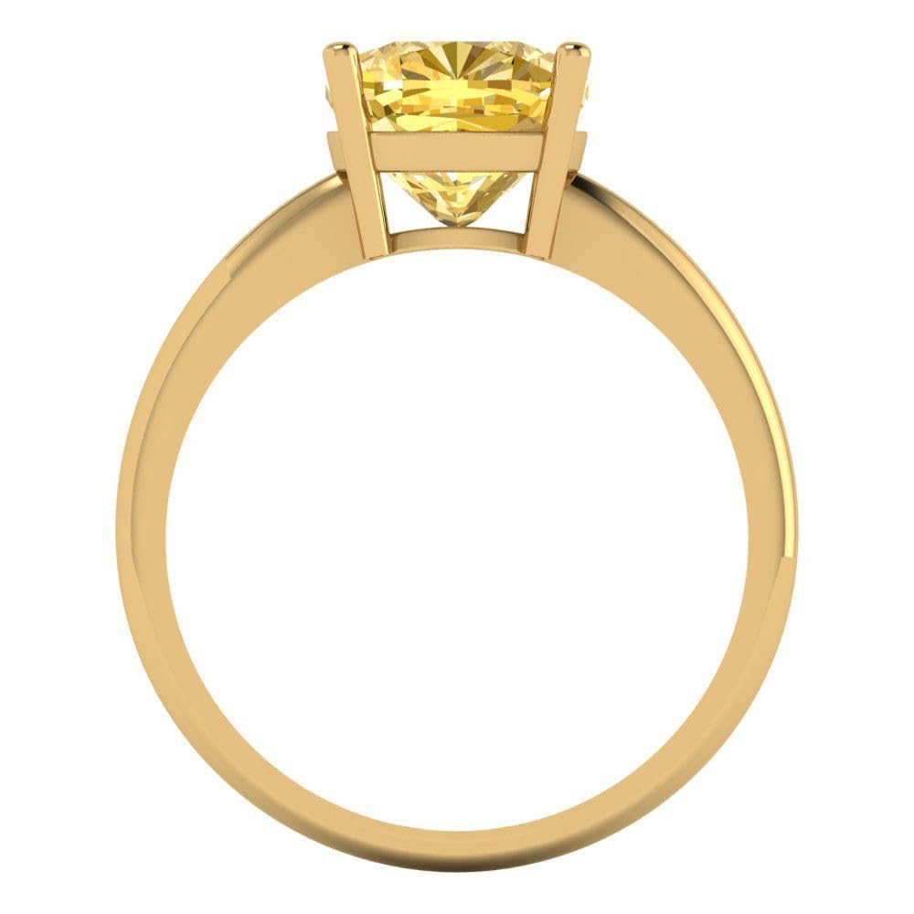 2.5ct Canary Yellow Cushion Cut Simulated Diamond Ring - 14k Gold for Engagement & Anniversary
