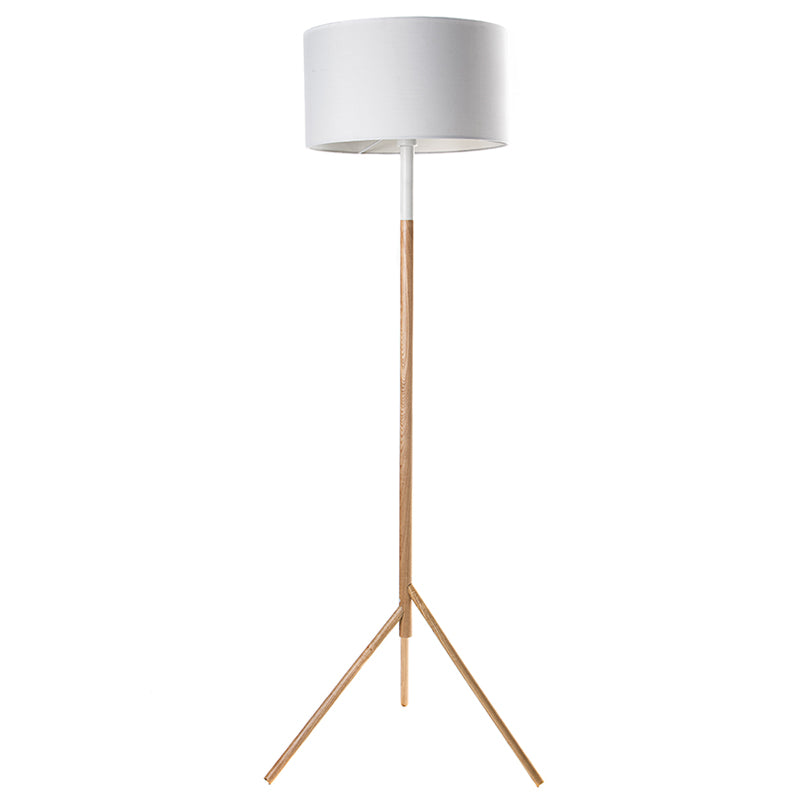 Wooden Floor Lamp 150cm Tall - Modern White & Oak Standing Light for Living Room, Bedroom, or Office Decor
