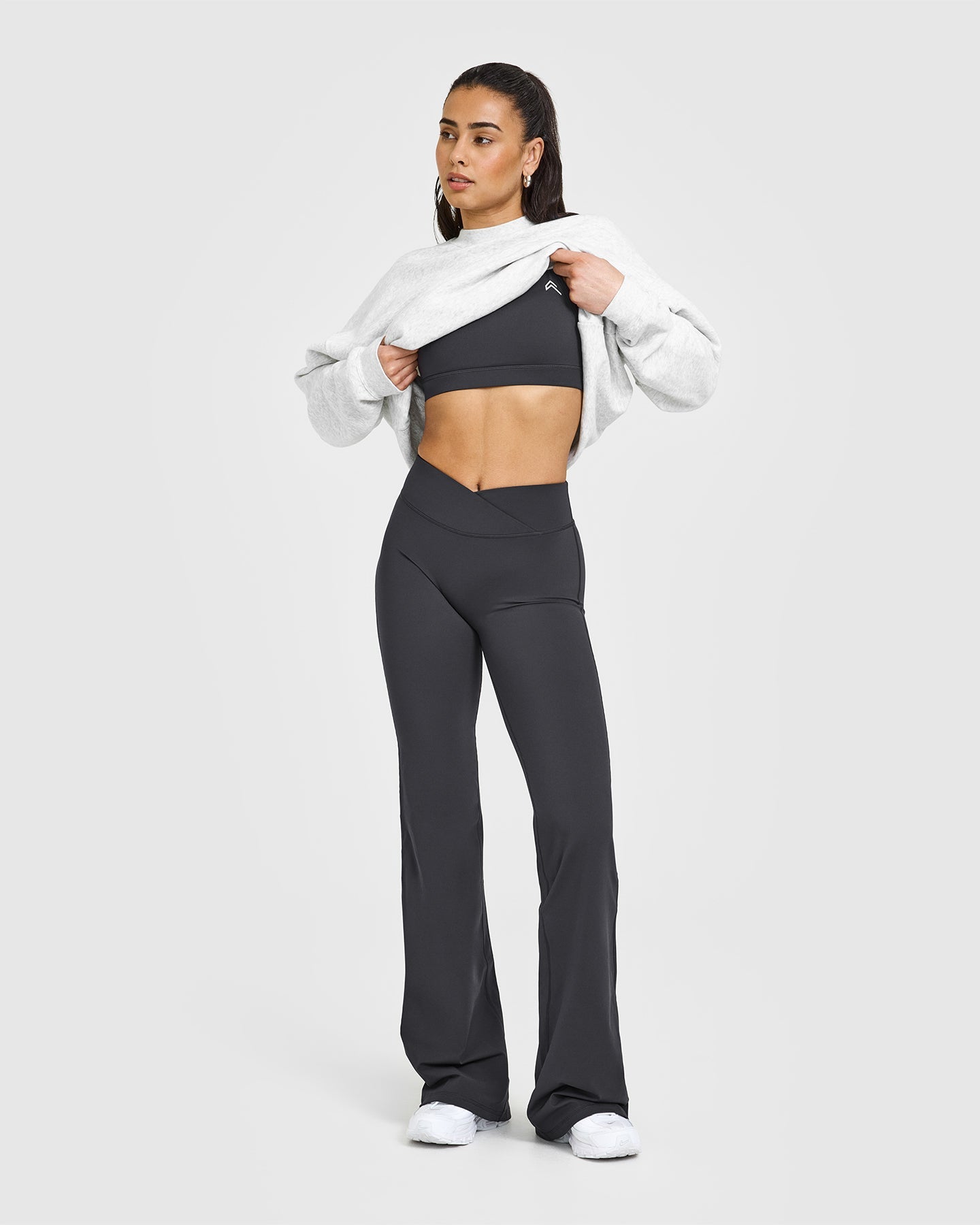 Unified Wrap Flared Bottoms | Coal - Stylish Women's High Waist Flared Pants for Casual & Office Wear