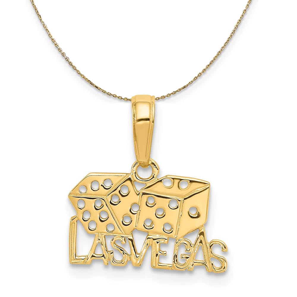 14K Yellow Gold Las Vegas Dice Necklace - Perfect for Casino Nights