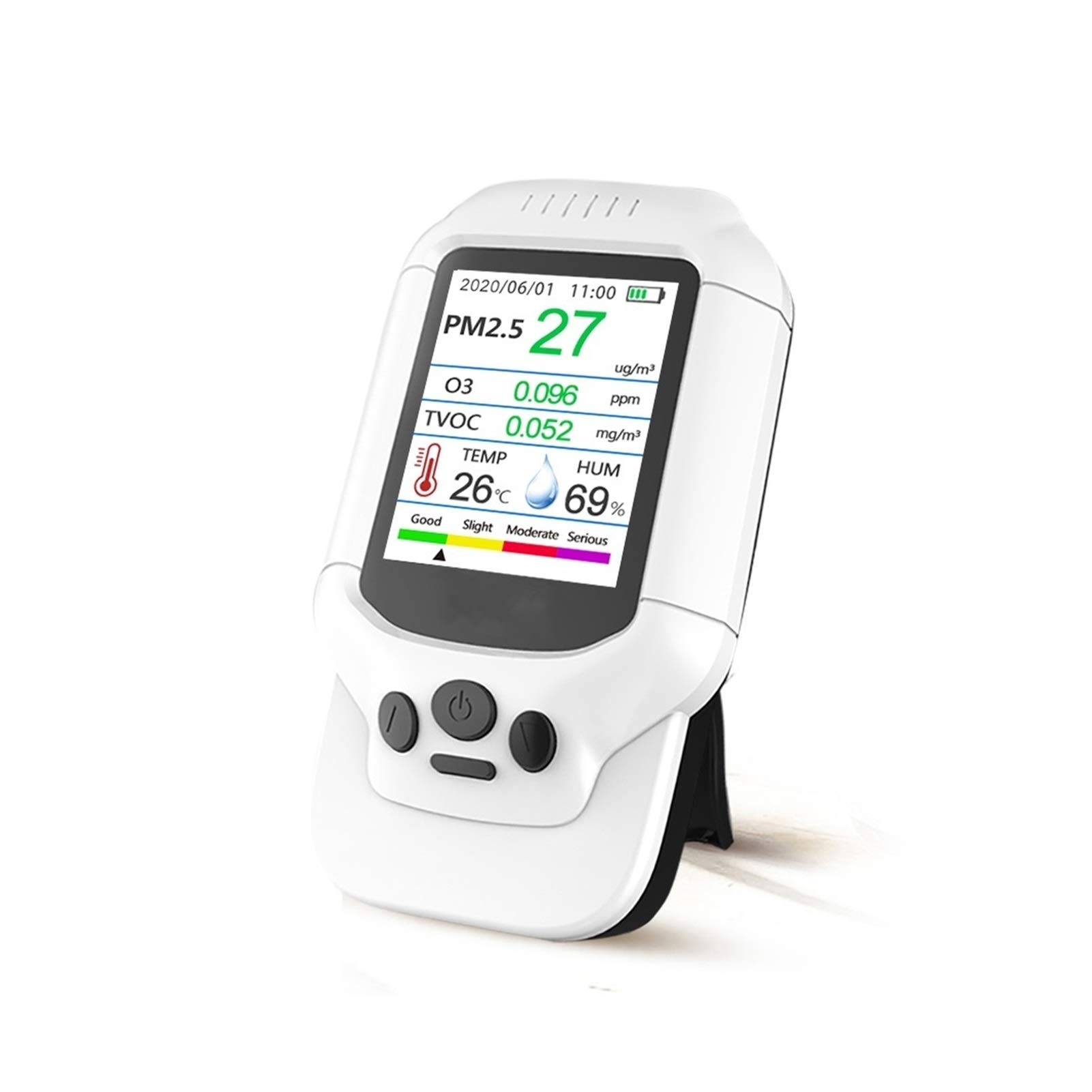3°Amy Portable Air Quality Monitor - CO2 & Ozone (O3) Meter with Sensor, Gas Analyzer for Indoor/Outdoor Use - White | Home, Office, Car & Travel Air Safety Testing