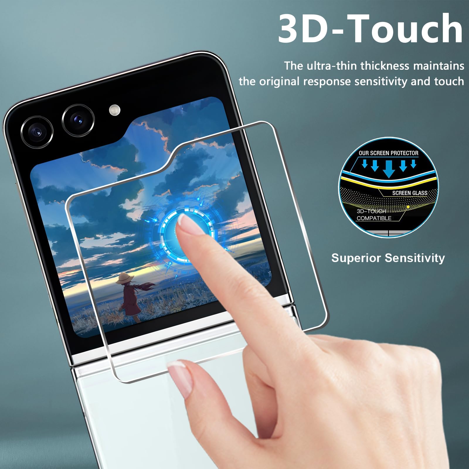 [3+4 Pack] Samsung Galaxy Z Flip 5 Screen Protector - 3 Pack Tempered Glass Back Cover + 4 Pack Camera Lens Protector | Anti-Scratch, Bubble-Free, HD Clear Protection | Perfect for Everyday Use, Travel & Outdoor Activities