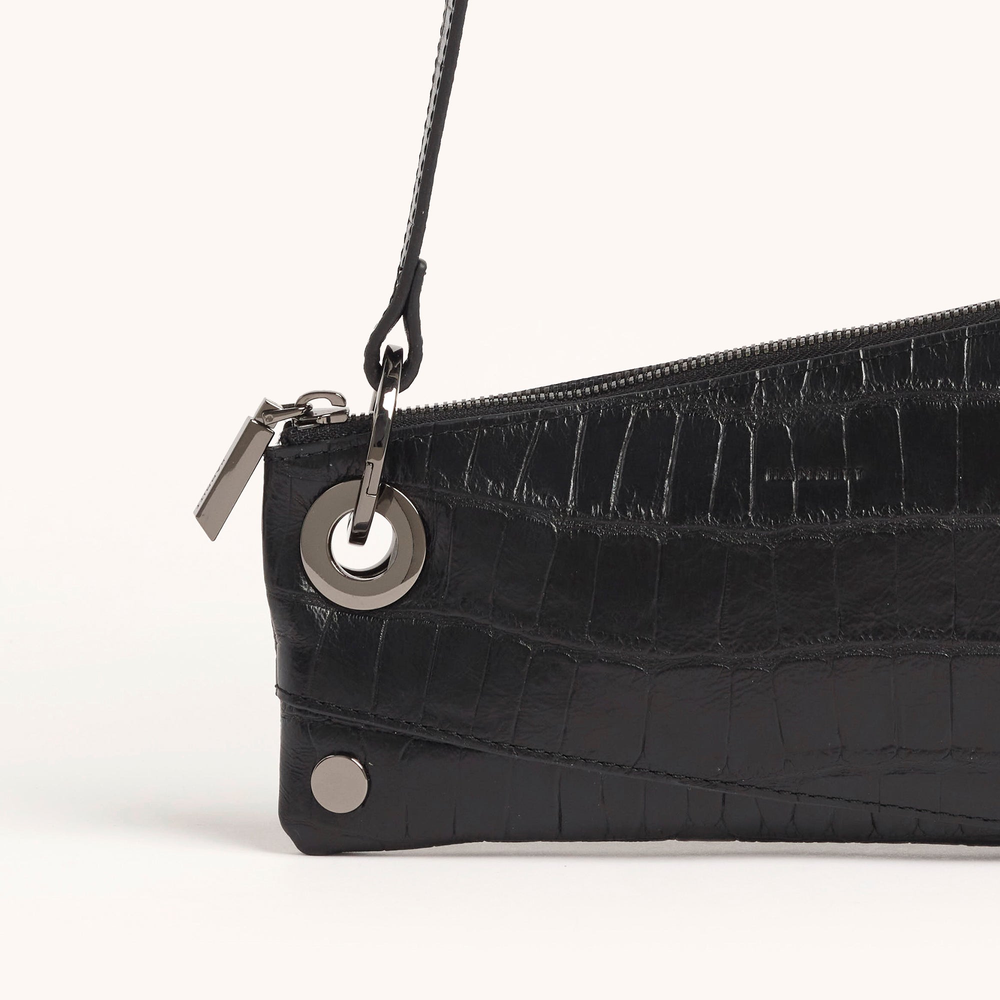 Nash Pochette Handbag - Luxury Crocodile Embossed Leather Clutch with Gunmetal Hardware for Evening Parties, Weddings & Special Occasions