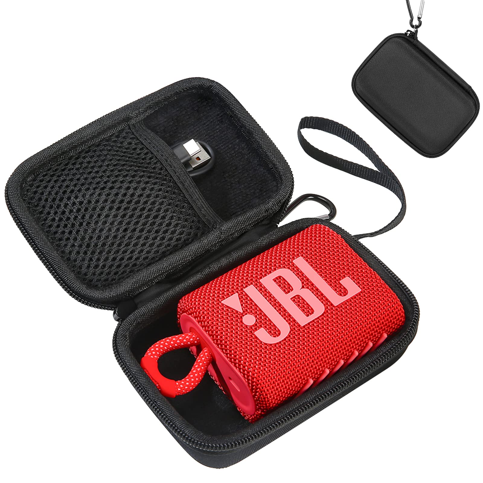 GeeRic JBL GO3 Hard Case - Shockproof EVA Protective Cover for JBL GO3 Speaker | Waterproof & Dustproof | Perfect for Travel, Camping & Outdoor Adventures (Black with Black Liner)