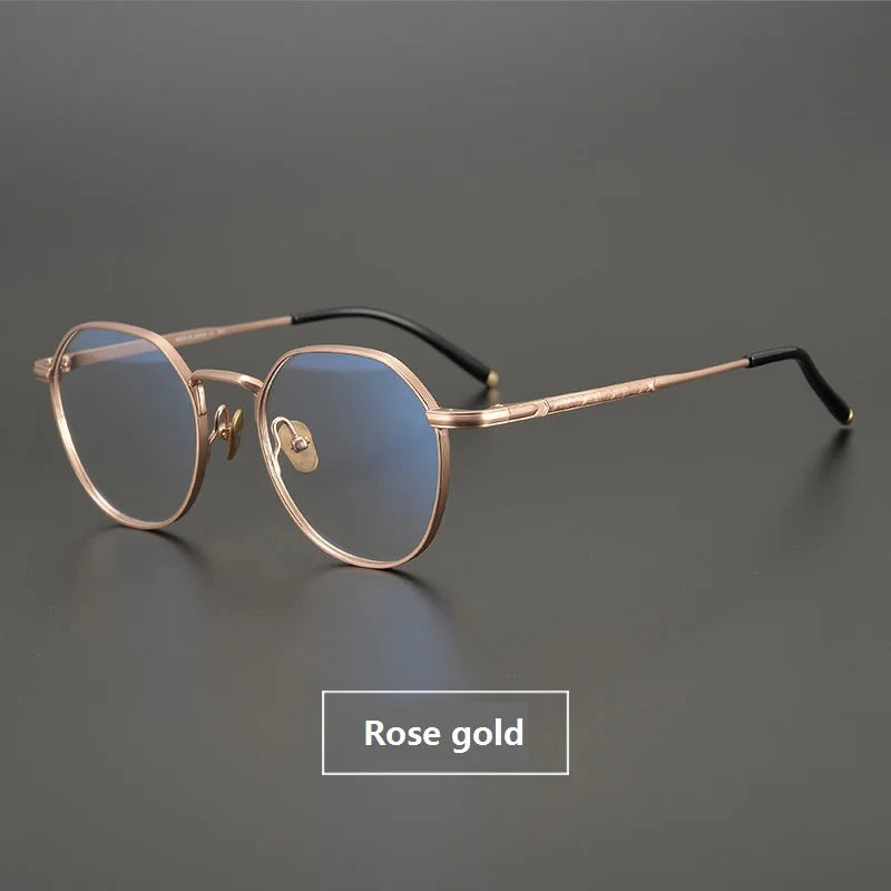 Aimee Unisex Full Rim Round Polygon Titanium Eyeglasses Frame 5342 - Lightweight Durable Glasses for Men & Women - Perfect for Reading, Work, and Everyday Wear