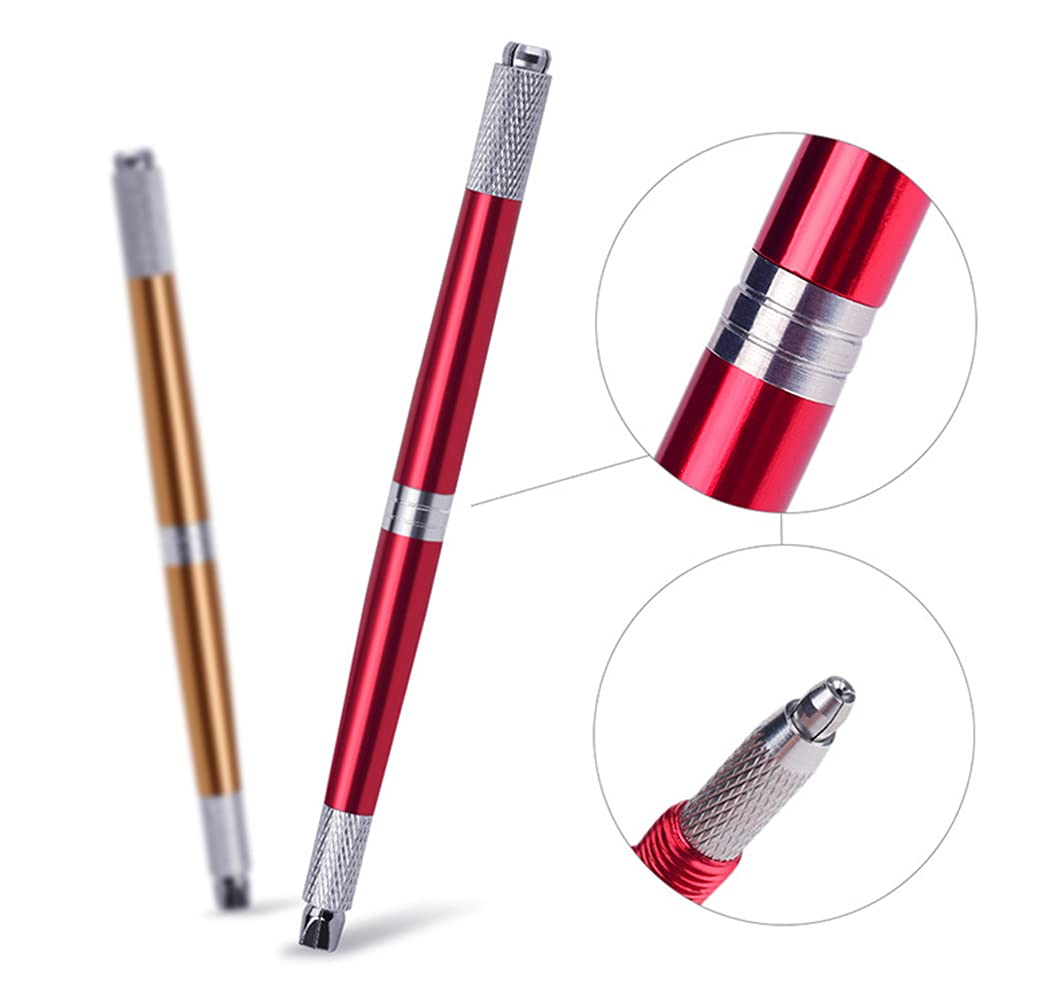 XIAOYU 3 in 1 Microblading Pen with Needles - Permanent Makeup Tool for Eyebrow Tattooing & Microblading - Professional Manual Eyebrow Tattoo Pen (Silver) - Perfect for Salon, Spa & Home Use