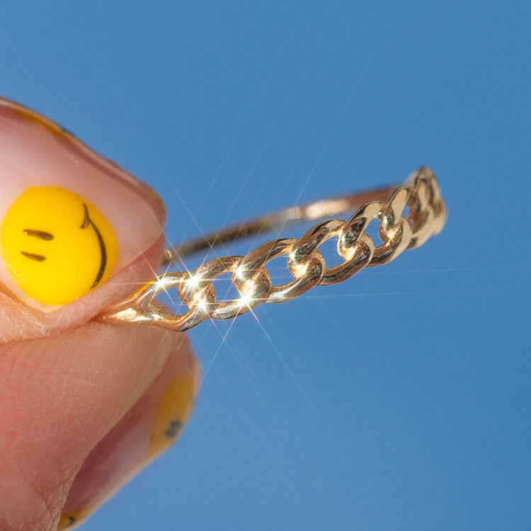 Solid Gold Chain Link Ring for Men & Women - Elegant & Durable 14K Gold Jewelry - Perfect for Weddings, Anniversaries & Gifts