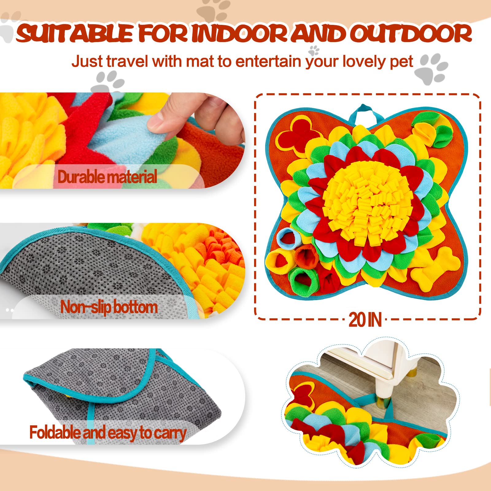 Snuffle Mat for Dogs - Interactive Puzzle Toy for Small & Medium Breeds - Non-Slip, Durable Pet Feeding Mat Encourages Natural Foraging - Portable Treat Dispenser (Blue) - Perfect for Mealtime Enrichment & Slow Feeding