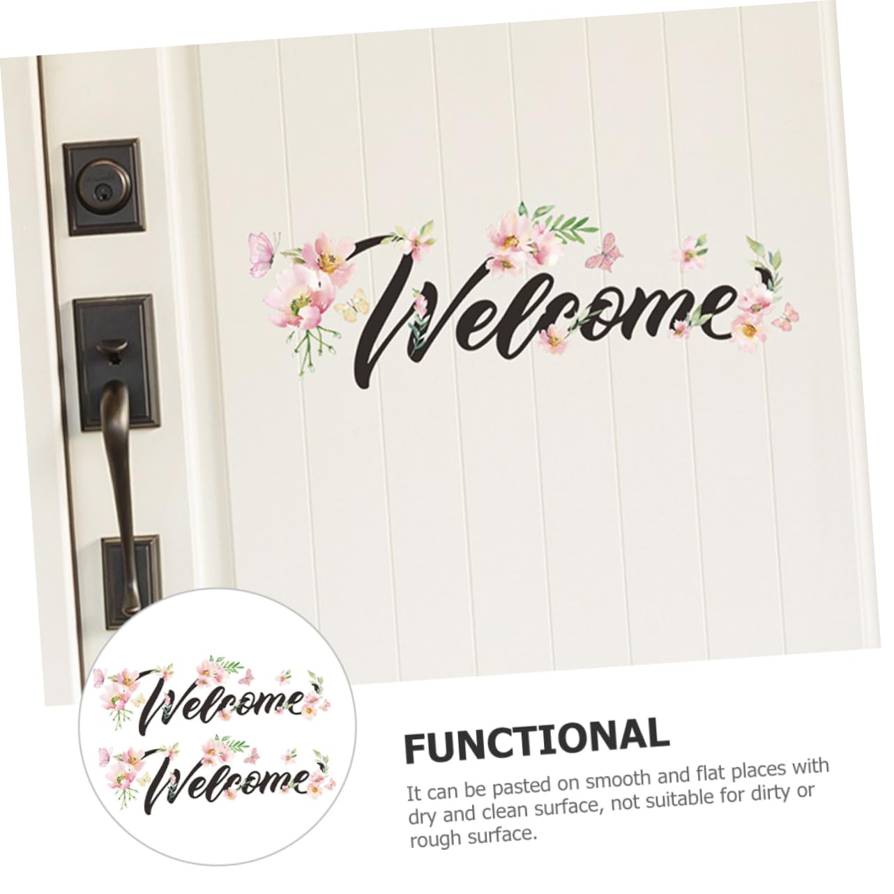 Yardenfun PVC Self-Adhesive Welcome Stickers - Floral Wall Decals for Bedroom & Living Room Decor - Removable Home Decorative Wall Stickers - Perfect for Home, Office & Nursery Wall Decoration