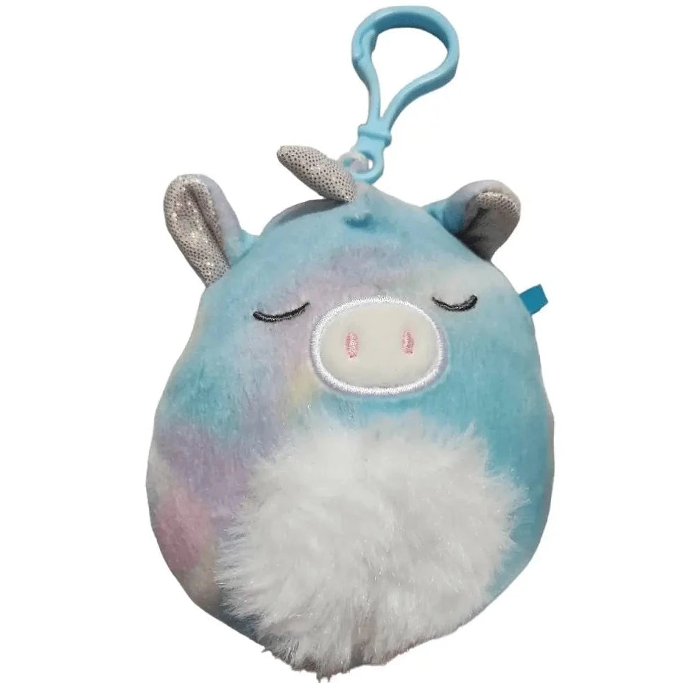 3.5 Inch Squishmallow Clip-On Plush Toy - Rodina Blue Tie Dye Unicorn - Perfect for Backpacks, Lunch Boxes & Kids Room Decor