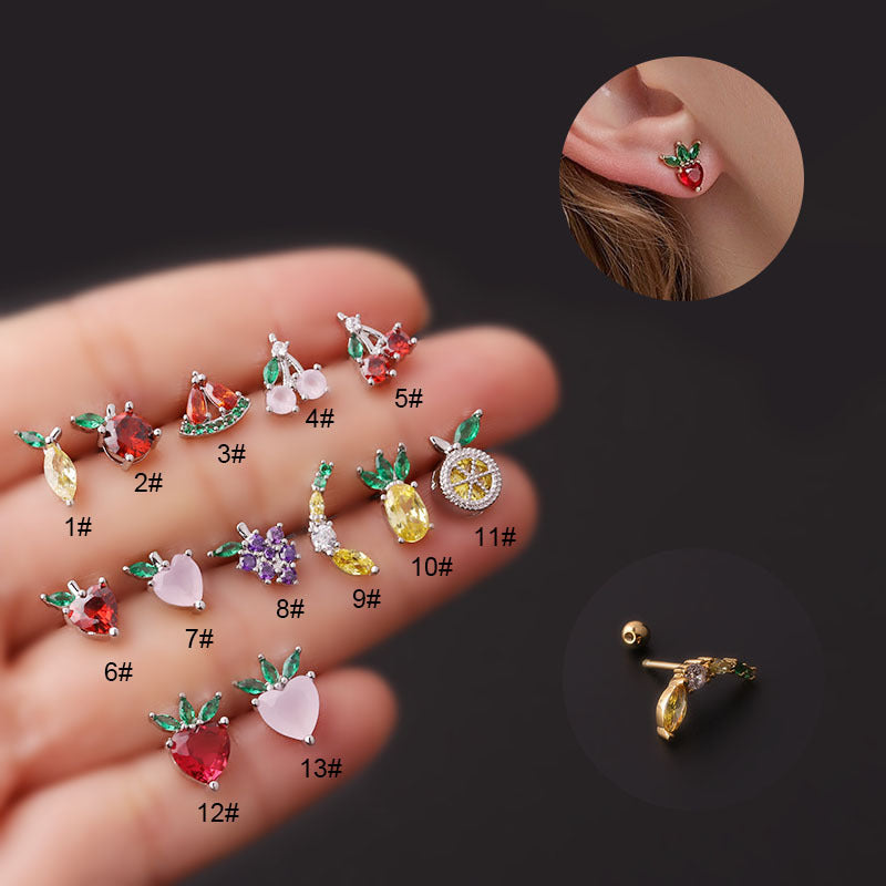 20G Mini Peach Helix Anti Tragus Fruit Stud Earrings - Dainty Cartilage Piercing Jewelry for Women | Perfect for Everyday Wear & Special Occasions