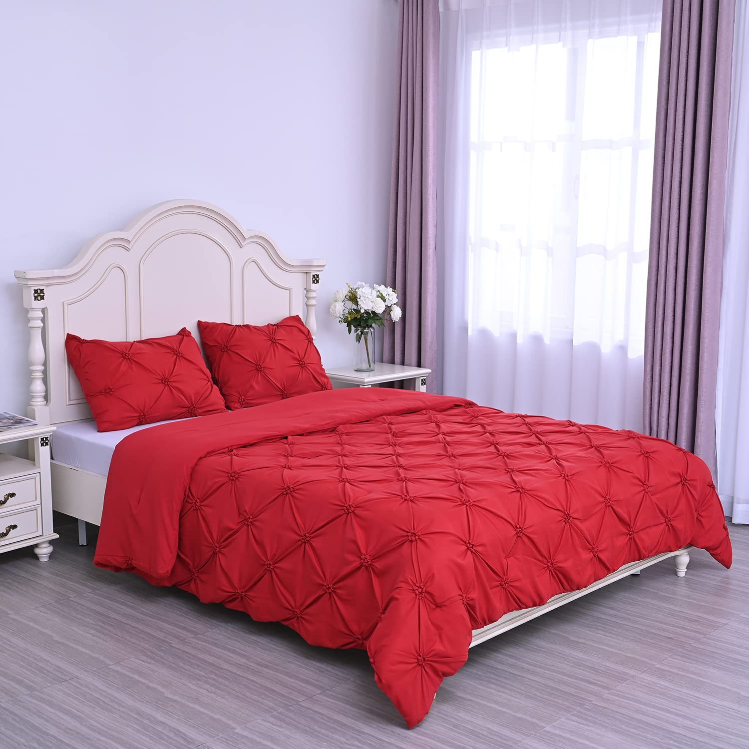 Shop LC Diamond Red Pattern Microfiber King Size Comforter Set with 2 Shams - Ultra Soft, Fade Resistant Bedding for Luxurious Bedroom Decor