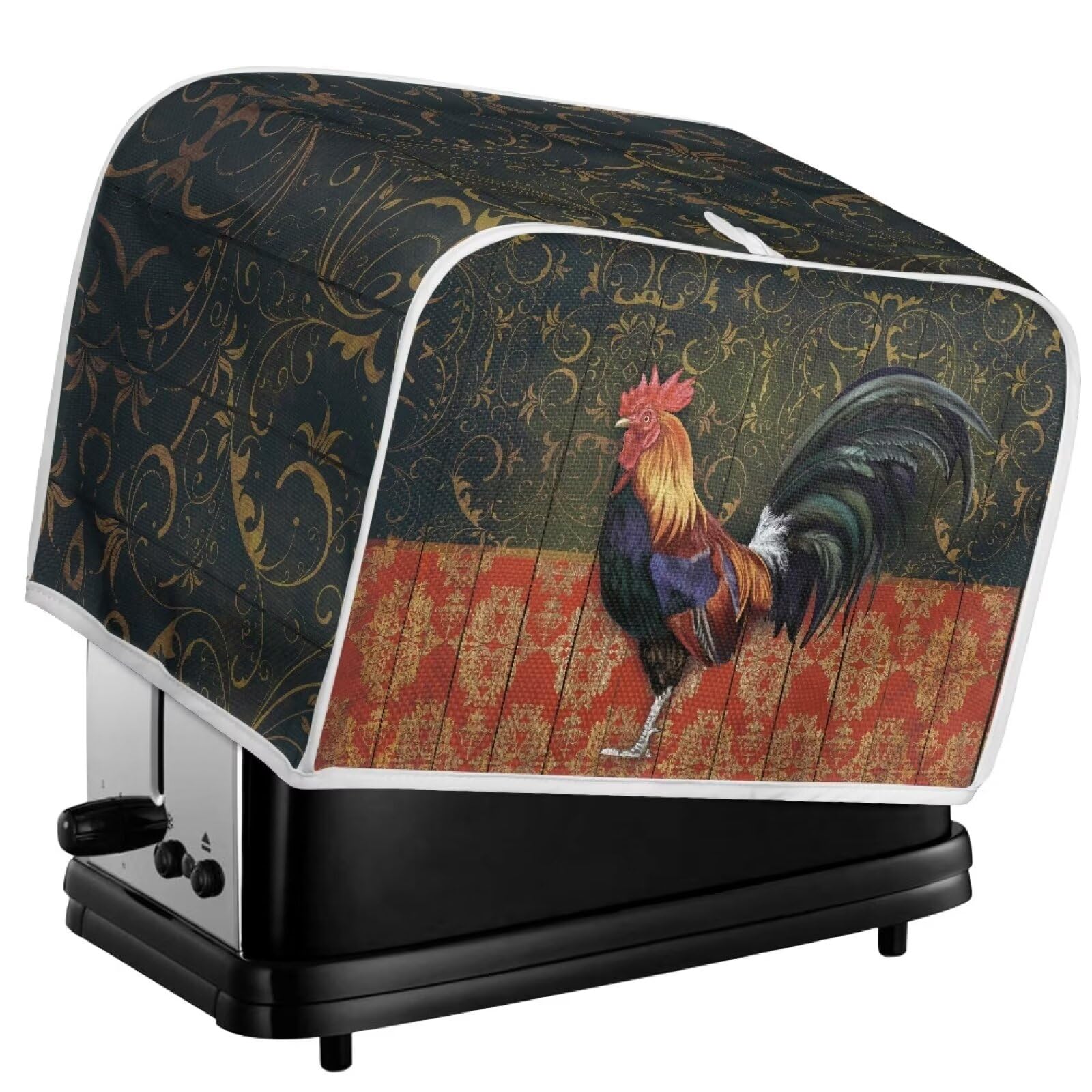 Chicken Rooster Print Toaster Cover - Dust & Grease Protection for 4-Slice Toasters - Kitchen Appliance Cover for Bread Makers - Perfect for Country Kitchen Decor & Breakfast Stations
