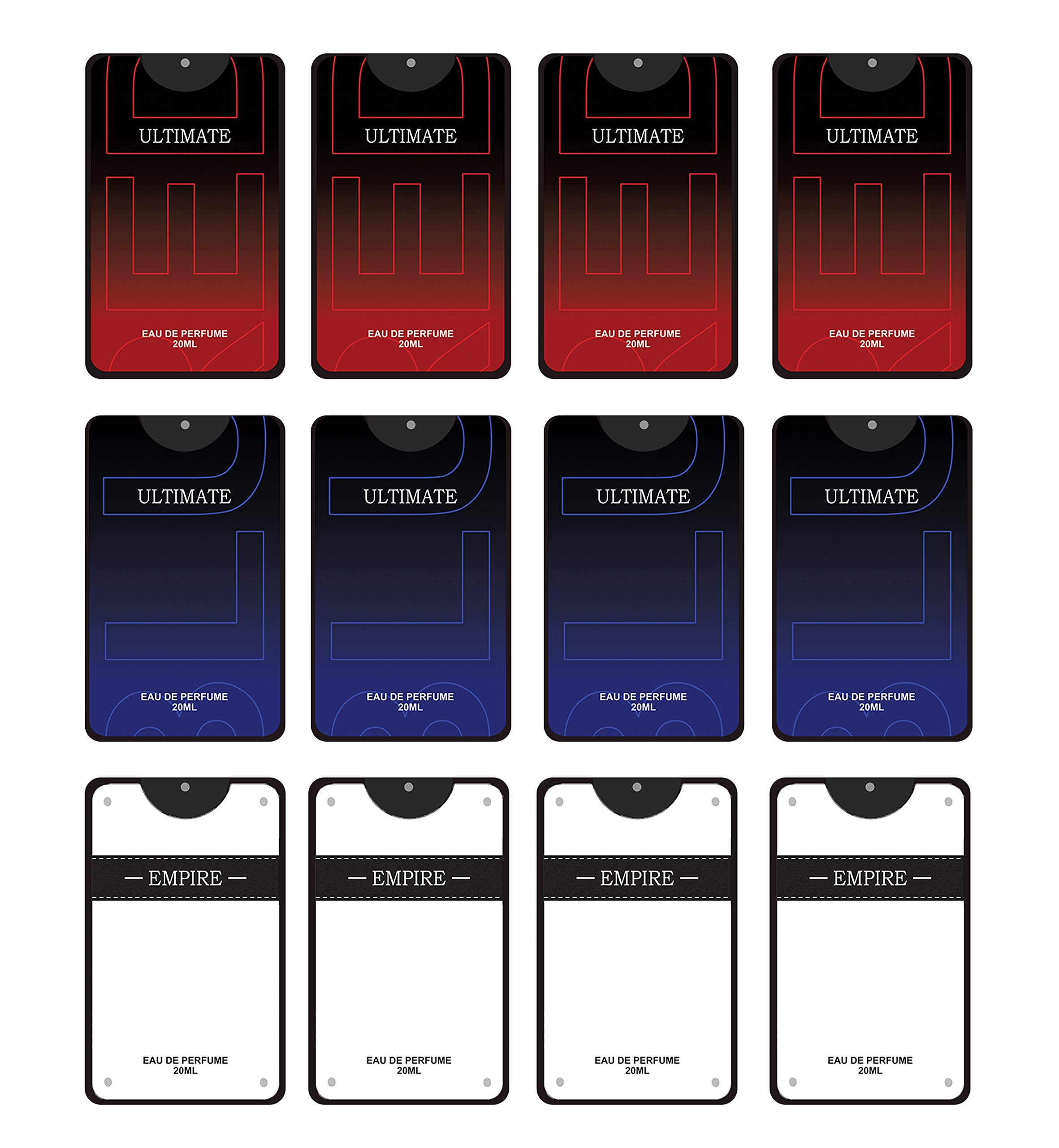 Rankson Premium Unisex Pocket Perfume Set - Ultimate Red, Ultimate Blue & Empire White (12x20ml) | Long-Lasting Fine Fragrances Made in India | Perfect for Travel, Gifts & Daily Use