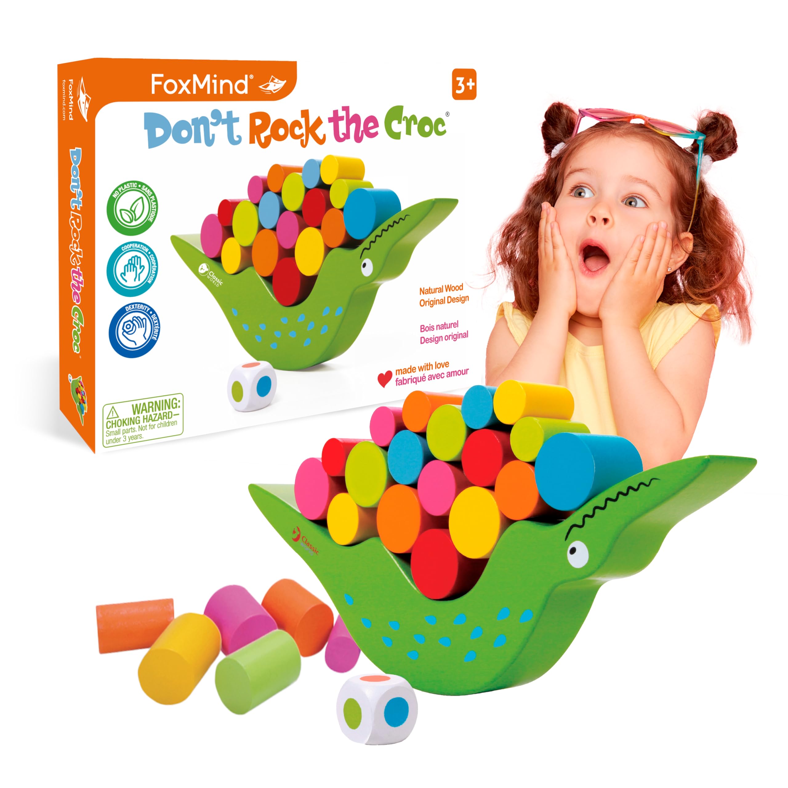 Foxmind Games Don't Rock The Croc - Fun Toddler Board Game for Boys & Girls Ages 3-5 | Exciting Multiplayer Kids Game for Family Game Night | Perfect Birthday Gift & Preschool Learning Activity