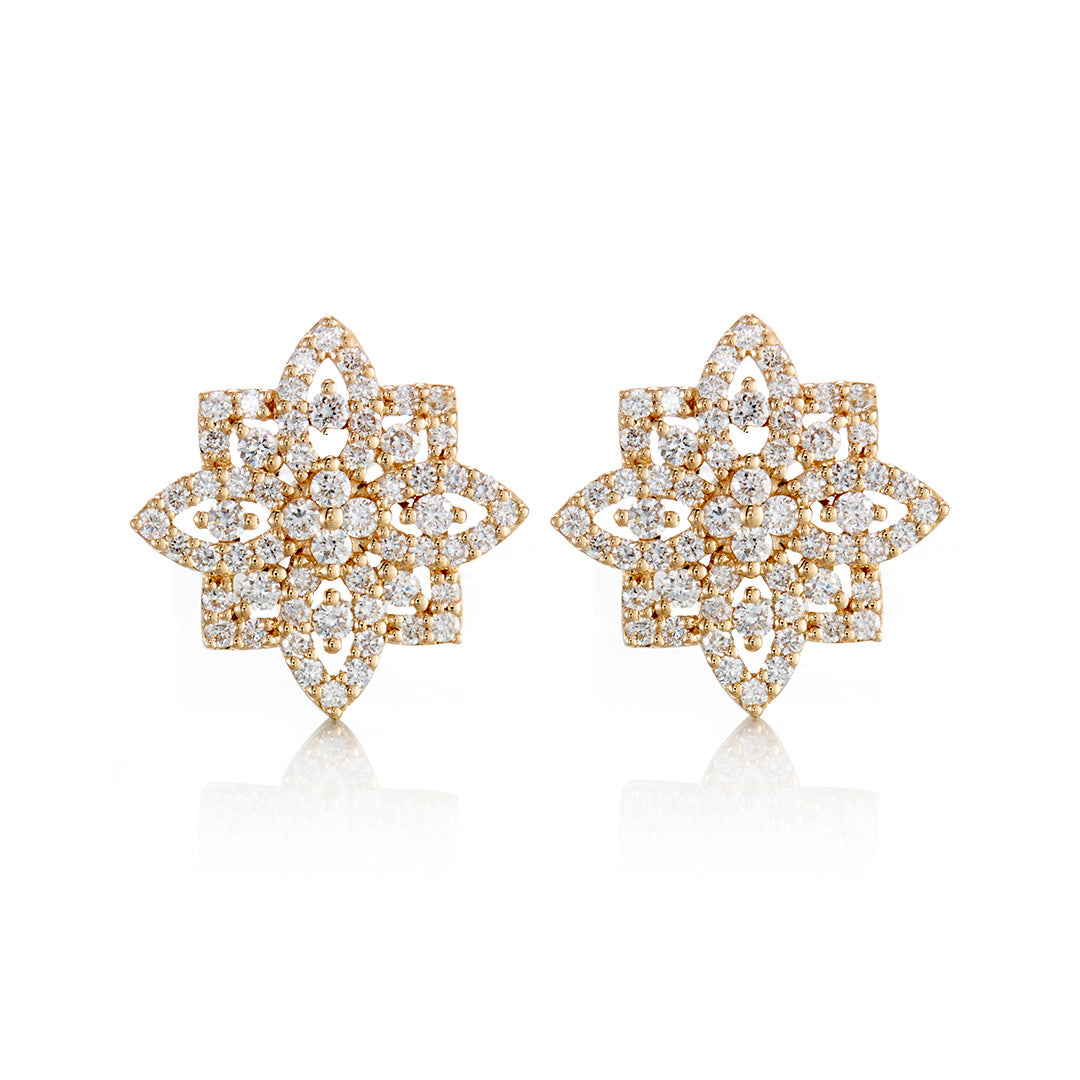 8-Point Diamond Star Earrings for Women – Elegant Stud Earrings for Parties, Weddings & Special Occasions