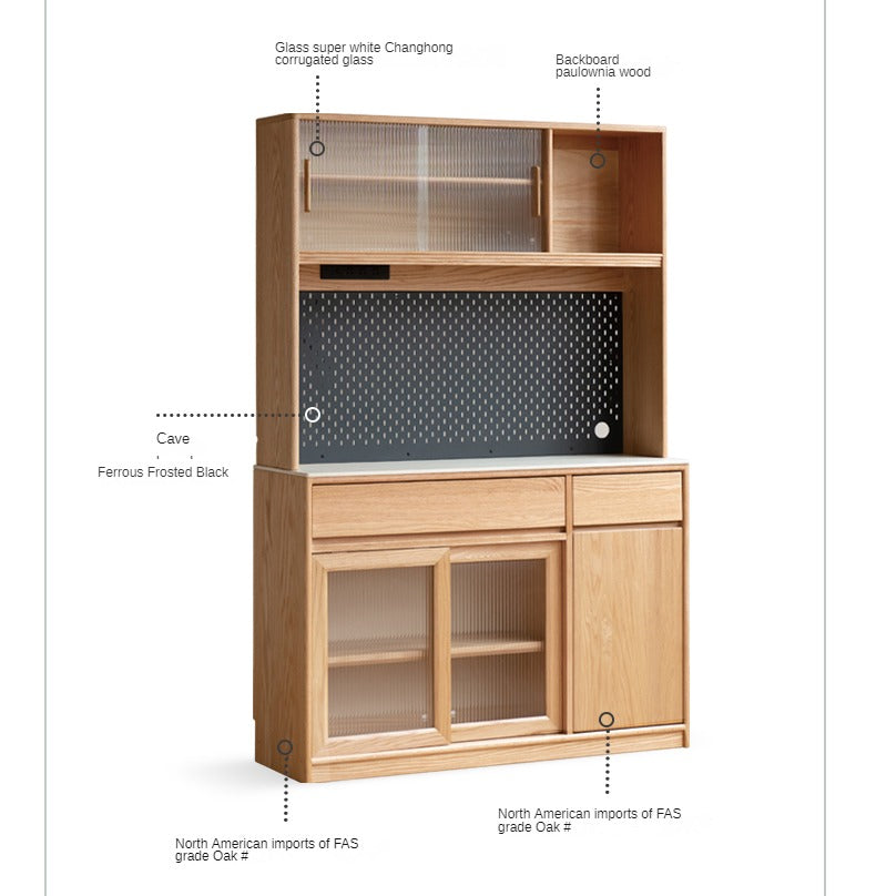 Solid Oak Wood Rock Board Modern Sideboard - Stylish Storage Cabinet for Living Room, Dining Room, or Entryway