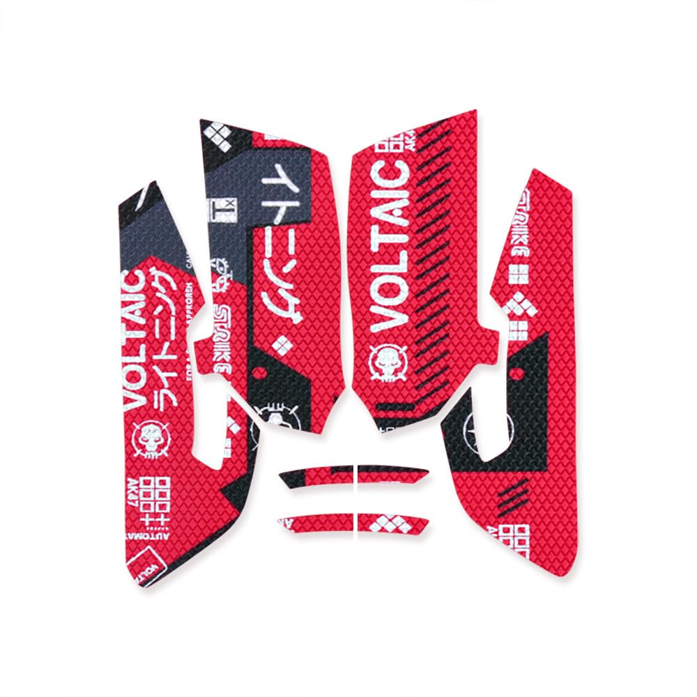 Premium Grip Tape for Razer Viper & Viper Ultimate - Anti-Slip Texture with Cool Patterns (Red) | Enhance Gaming Performance & Comfort for FPS, MOBA & Esports