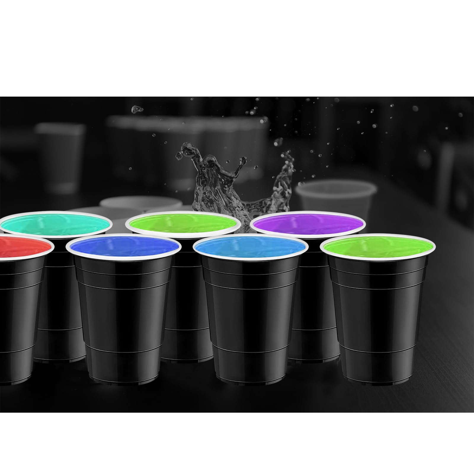 16oz Black Plastic Cups - 120 Pack for Parties, BBQs & Picnics