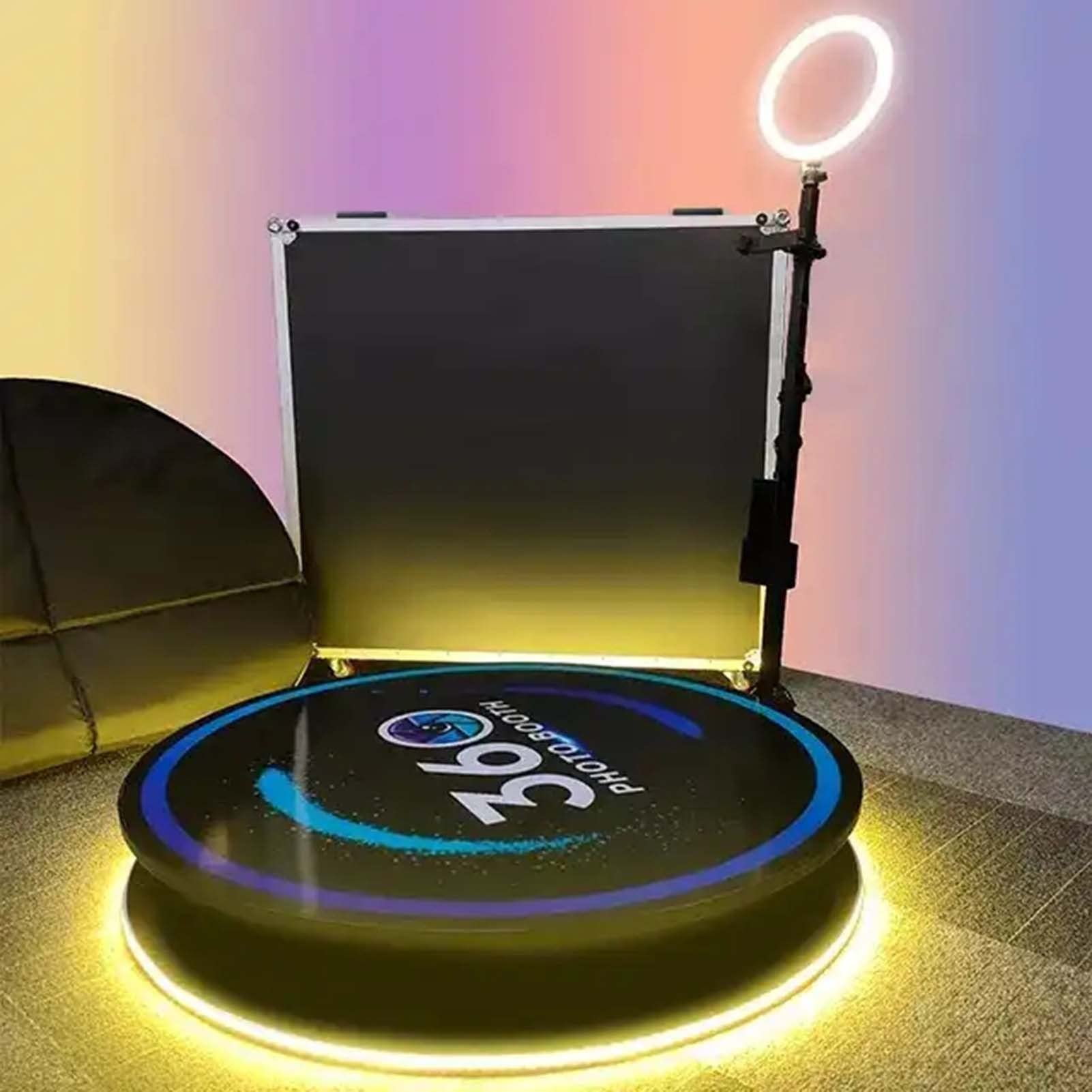 Professional 360 Photo Booth Machine with LED Ring Light - Custom Logo, Remote Control, Auto Slow Motion 360 Spin Camera for Parties, Weddings & Events - Portable 31.5