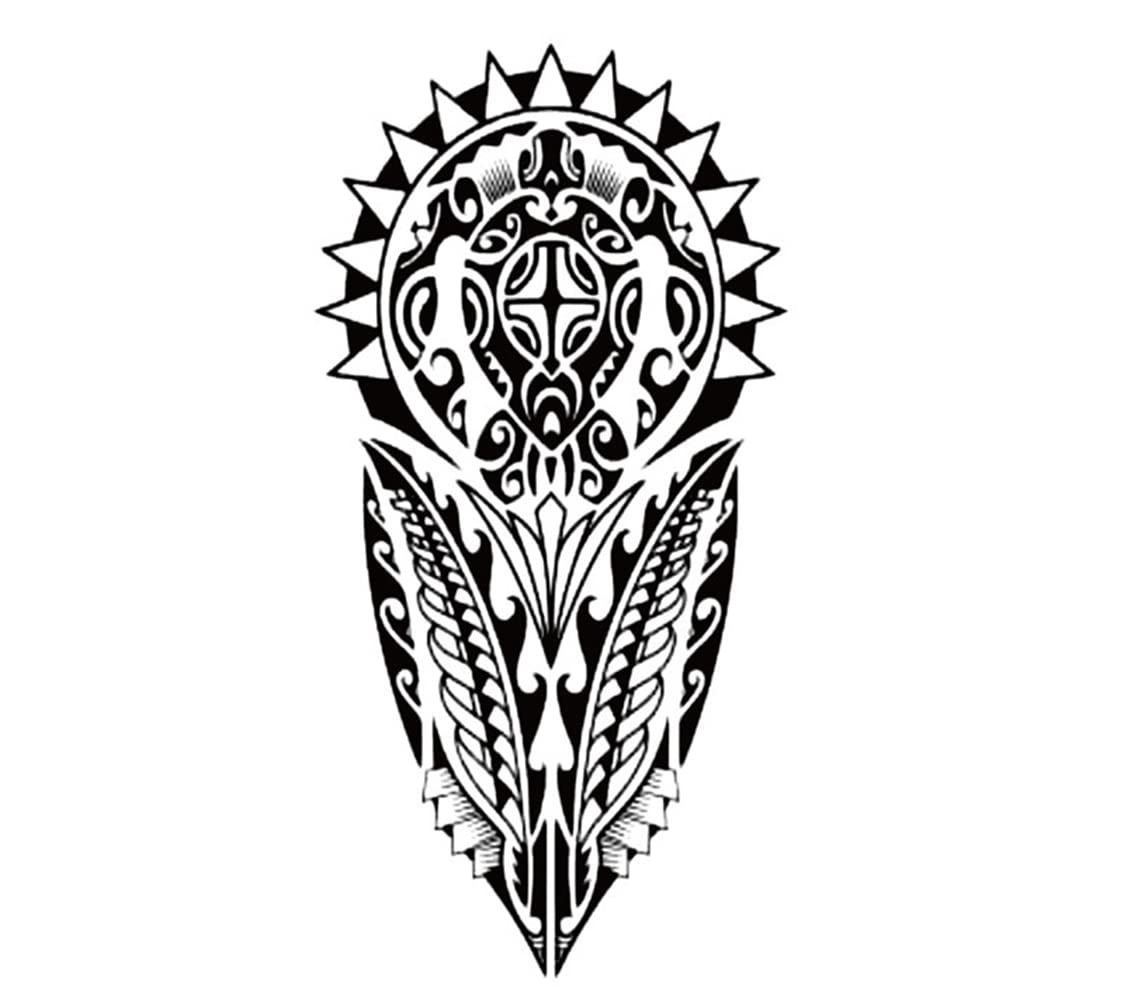 Realistic Temporary Tattoos for Men & Women - Black Tribal Totem Design Waterproof Fake Tattoo Stickers (21x10cm) | Perfect for Parties, Halloween, Cosplay & Body Art