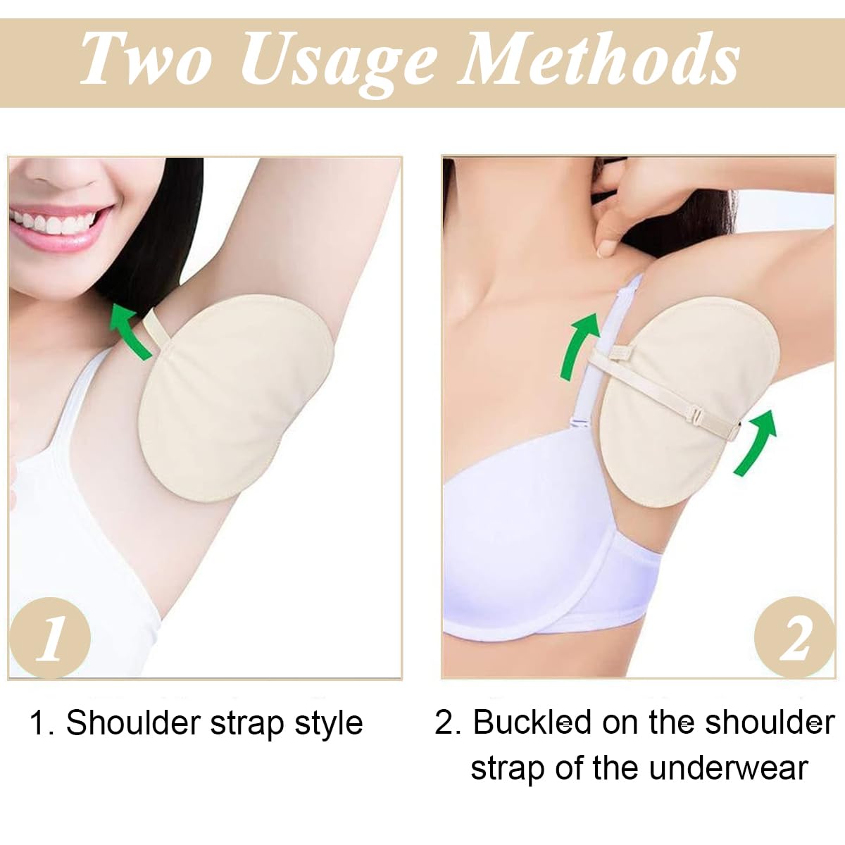 MAYCREATE® 2-Pack Anti-Sweat Underarm Pads for Women & Men - Breathable, Washable, Reusable Armpit Sweat Pads - Quick-Dry, Non-Slip Protection for Shirts - Perfect for Workouts, Office & Daily Wear - Beige
