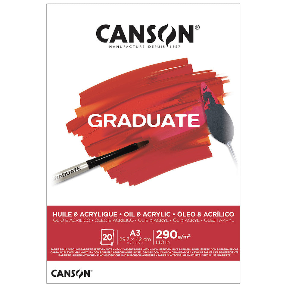 Canson Graduate Oil & Acrylic Painting Pad - A3 Size (9.4 x 12.5 Inches) - 12 Sheets - Heavyweight Textured Paper for Artists - Perfect for Oil, Acrylic, and Mixed Media Painting - Studio & Outdoor Art Projects