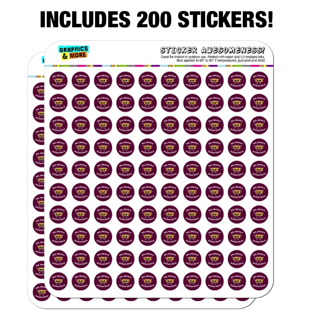 Funny Humor Stickers for Planners & Scrapbooking - Sex, Drugs and Sausage Rolls Design - Perfect for DIY Crafts, Journals, and Bullet Journals