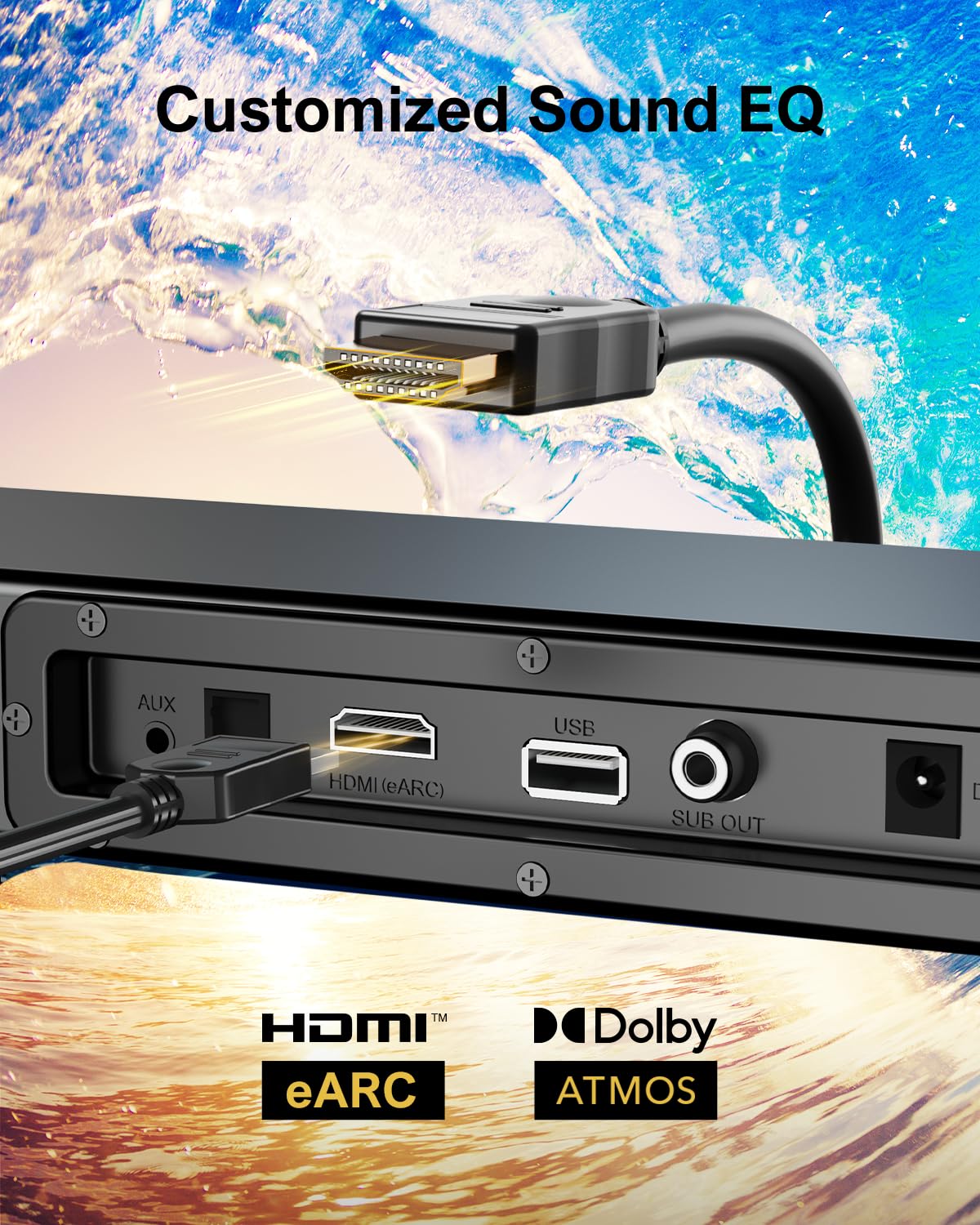 ULTIMEA Dolby Atmos Sound Bar for TV - 190W 3D Surround Sound System with Subwoofer & Deep Bass | Slim Home Theater Speaker for Immersive Movie Nights & Gaming (Nova S50)