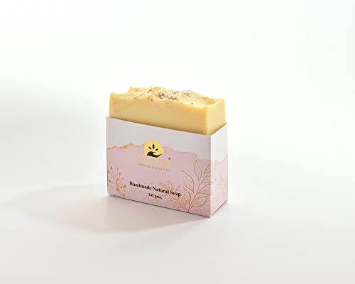 Santva Goat Milk Almond Cold Pressed Bath Soap - 100% Natural Handmade Premium Body Bar (5.1 oz) - Paraben & Sulfate Free - Smoother Brighter Skin, Reduces Fine Lines Wrinkles & Acne - Perfect for Dry Sensitive Skin & Spa Day Relaxation