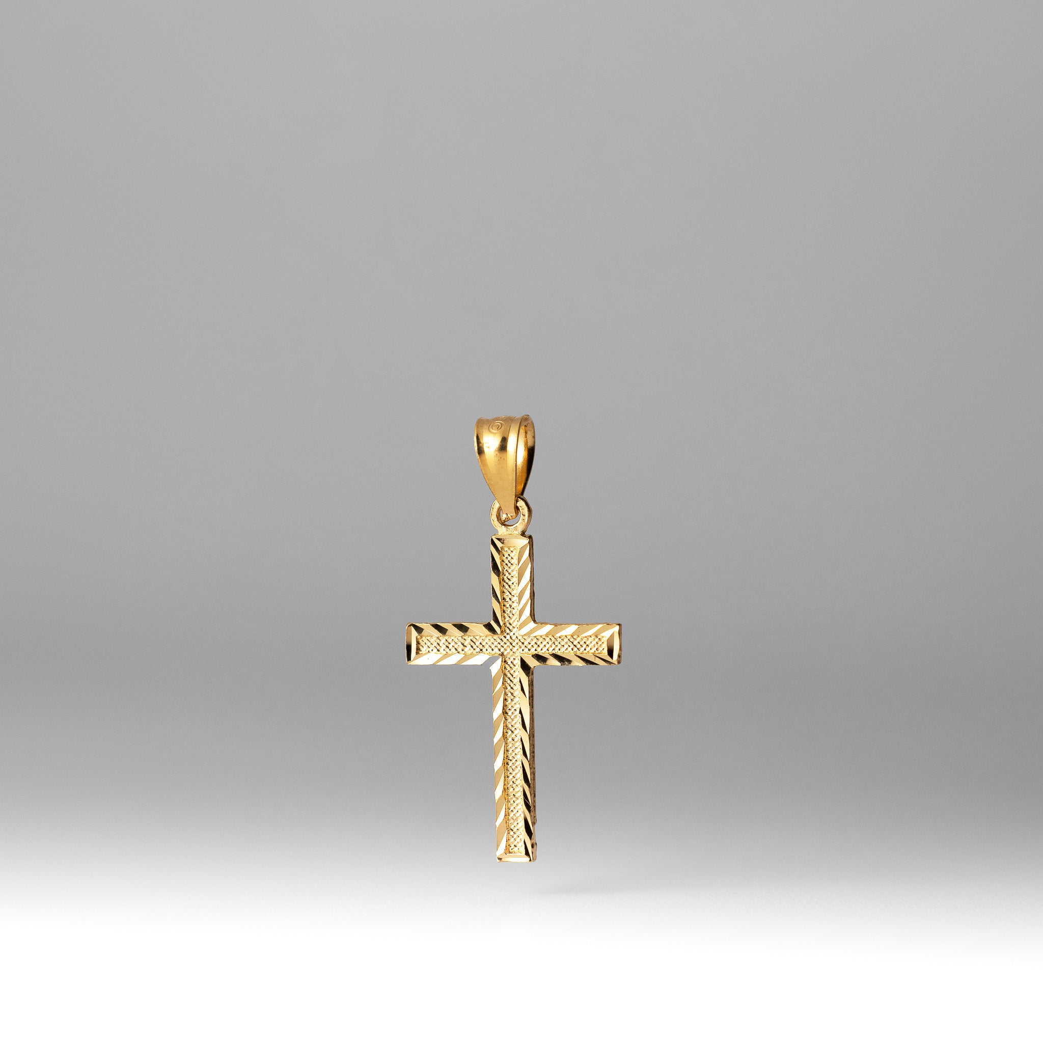 14K Gold Diamond Cut Medium Cross Pendant Necklace - Model 2225 | Elegant Religious Jewelry for Women, Perfect for Church, Weddings & Special Occasions