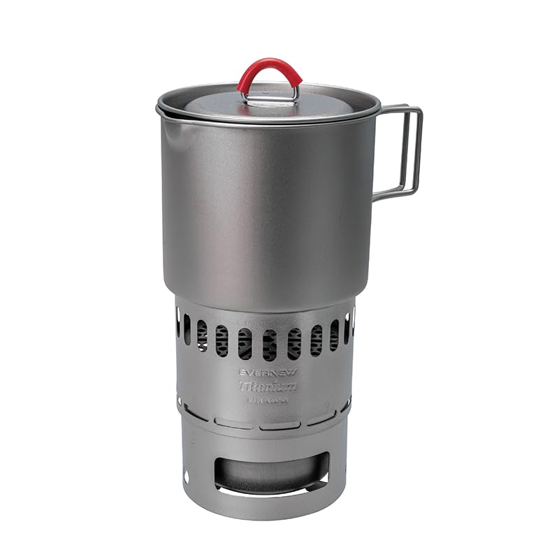 Evernew Titanium Camping Mug Pot Stove Set - 500ml Ultralight Backpacking Cookware for Hiking, Camping & Outdoor Adventures | Perfect for Coffee, Tea & Meals on the Go