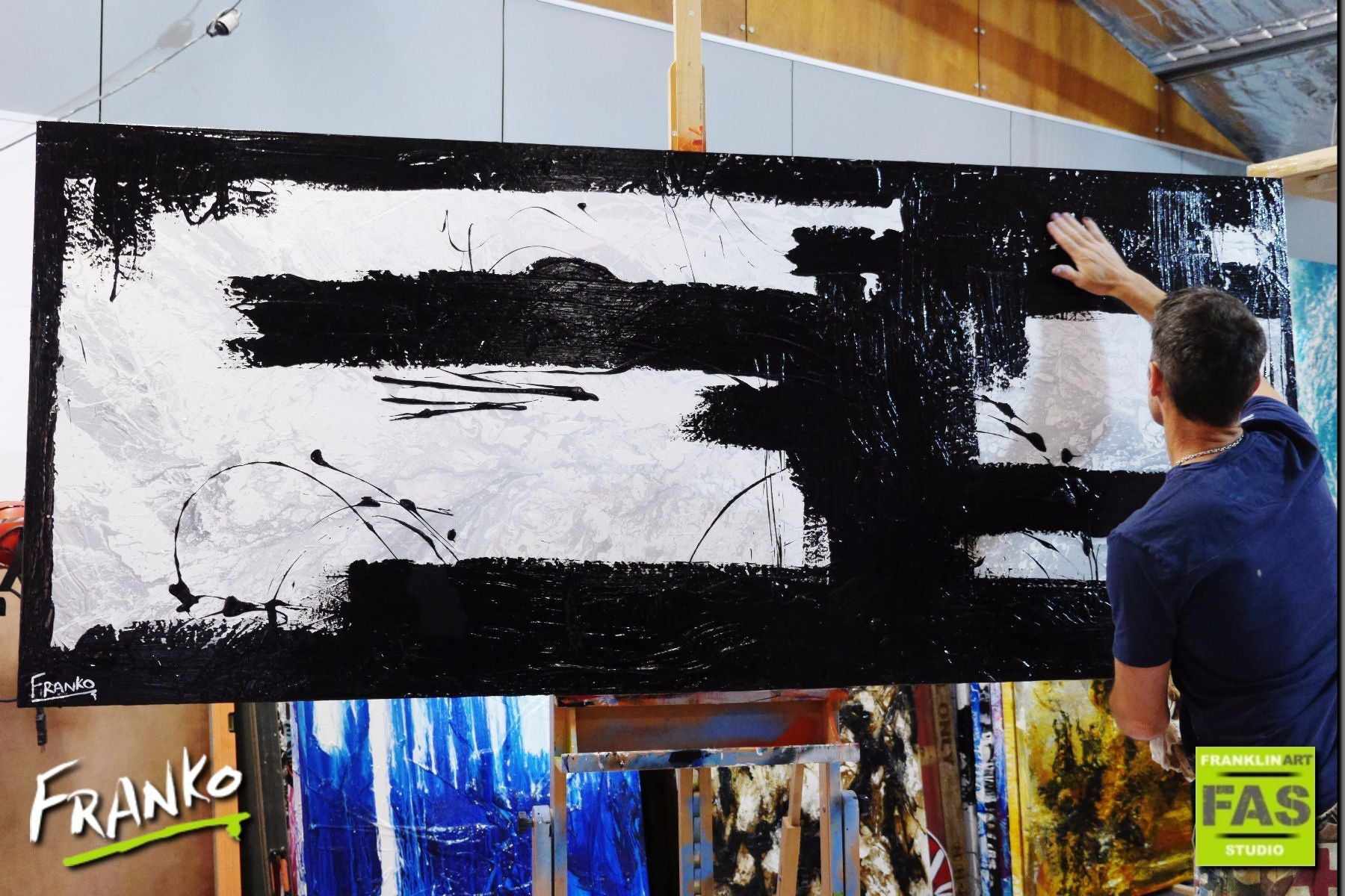 Kline Klarity 240cm x 100cm Black White Abstract Canvas Art - Modern Large Wall Painting for Living Room, Bedroom & Office Decor