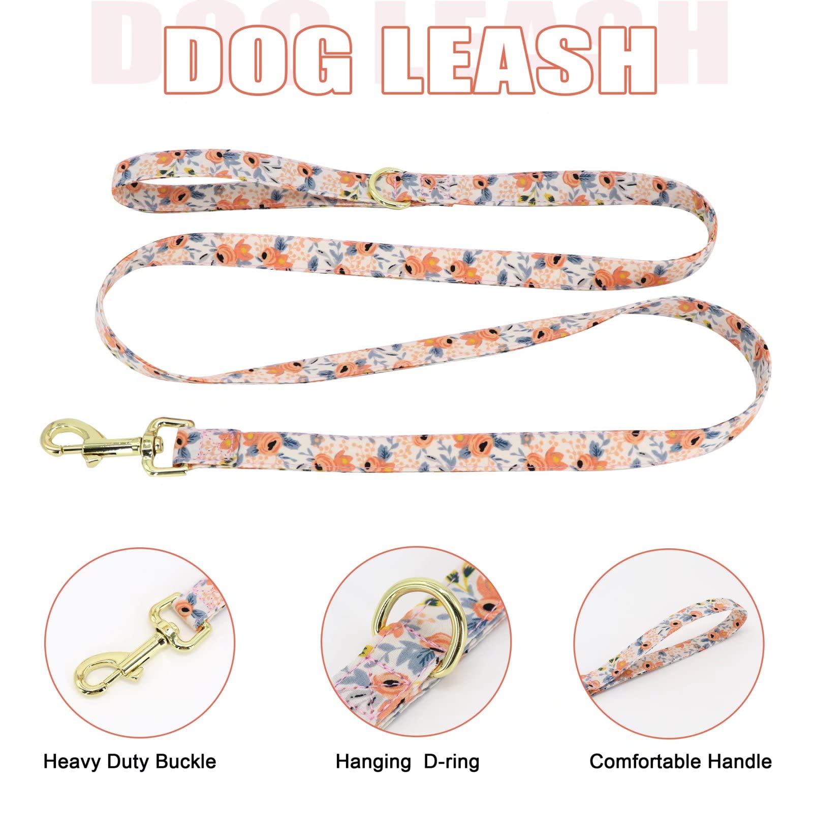 Beirui Adjustable Mesh Dog Harness & Leash Set with Detachable Flower - Soft Pet Vest for Small Medium Large Dogs - Personalized Cute Puppy Collar (Orange, Medium) - Perfect for Walks, Training & Outdoor Adventures
