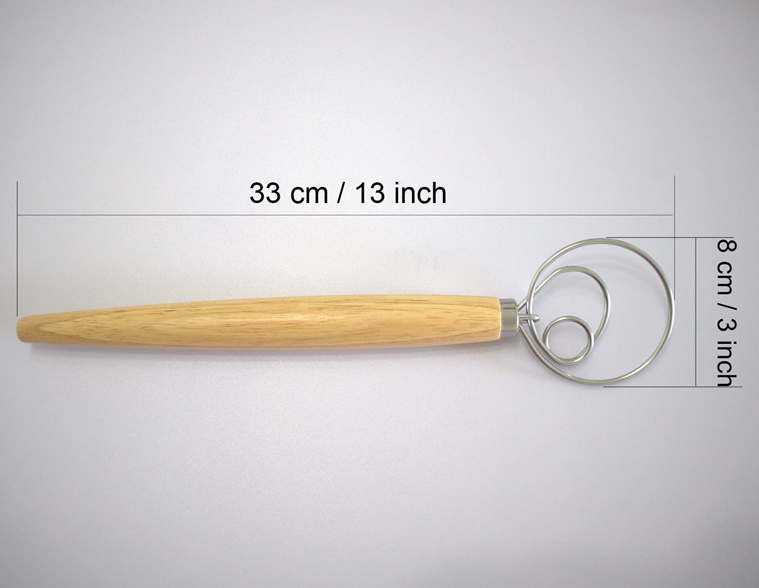 Premium Stainless Steel Danish Dough Whisk - Dutch Style Bread & Pastry Mixer - Heavy Duty Wired Blender for Baking (1-Piece) - Perfect for Homemade Bread, Pizza Dough, Cookies & Cake Batter