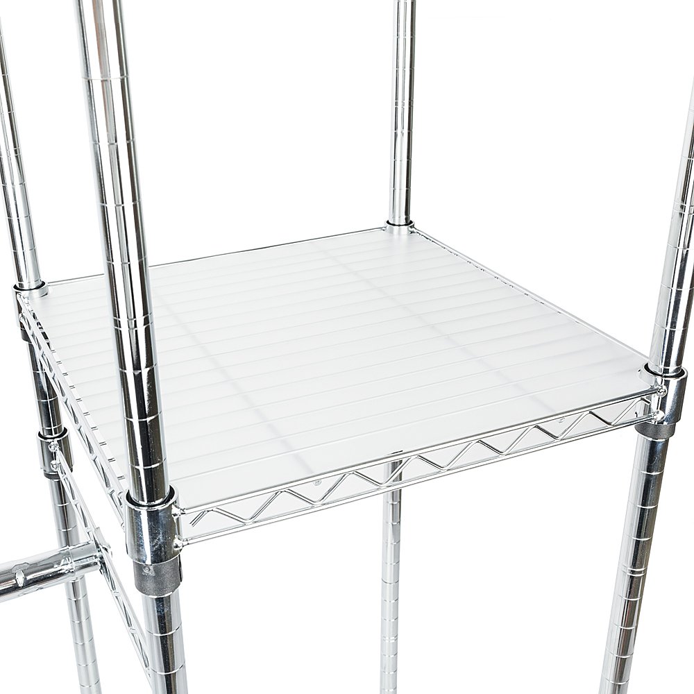 Expandable Clothes Storage Metal Rack - Double Rod Closet Organizer with Adjustable Shelves (58