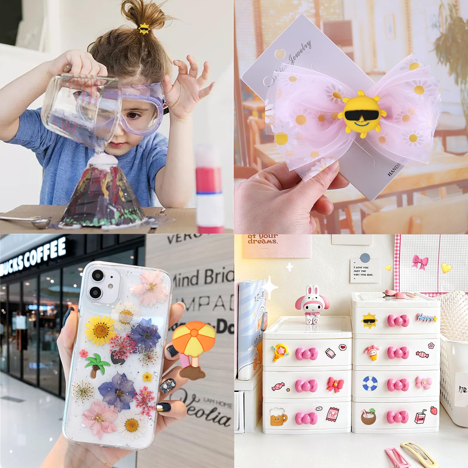 Honbay 36PCS Beach Theme Resin Charms - Sun, Beer, Coconut Trees, Swimming Rings & Clouds Flatback Cabochons for DIY Hair Accessories, Phone Cases, Scrapbooking & Home Decor (6 Styles) | Perfect for Summer Crafts, Nail Art & Beach Party Decorations