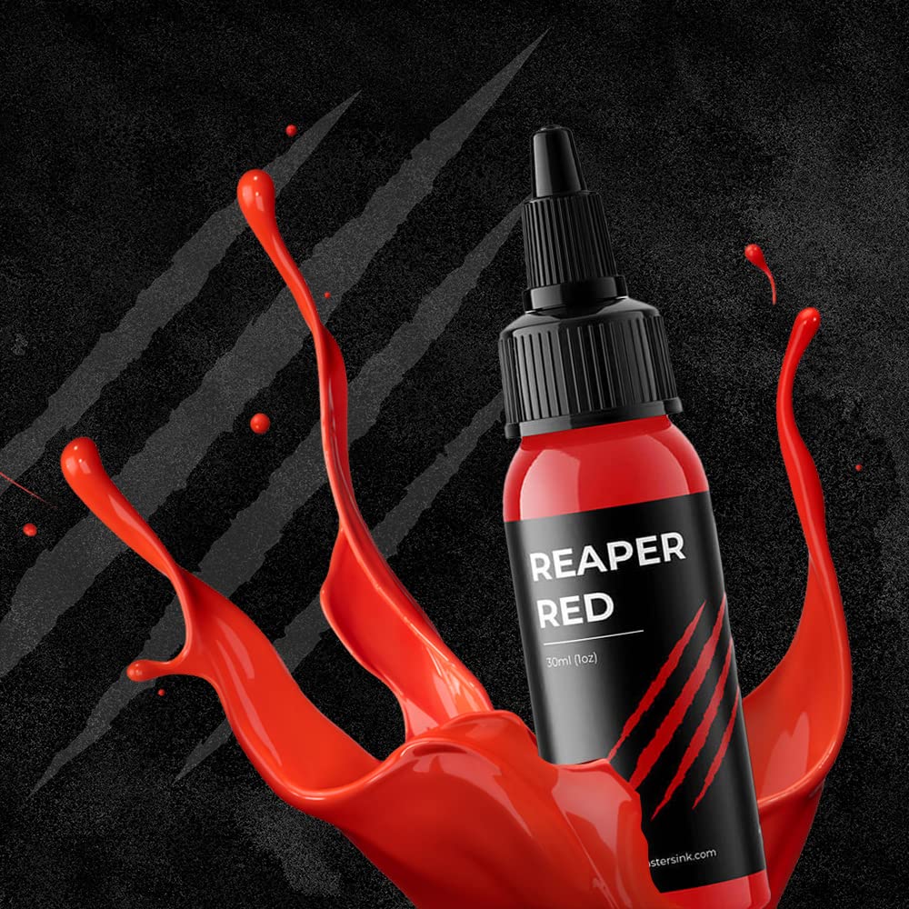 Monsters Ink Reaper Red Tattoo Ink - 1oz Professional Lipstick Red Tattoo Pigment for Tattoo Artists & Body Art | Perfect for Sleeves, Cover-ups & Vibrant Tattoo Designs