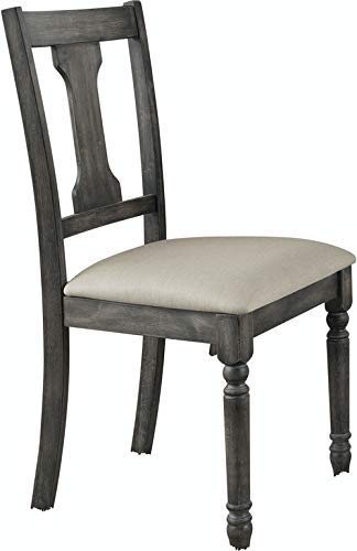 Knocbel 38 Inch Wooden Dining Chairs Set of 2 - Upholstered Linen Fabric Kitchen & Dining Room Side Chairs (Tan Linen/Weathered Gray) - Perfect for Farmhouse, Modern & Rustic Home Decor