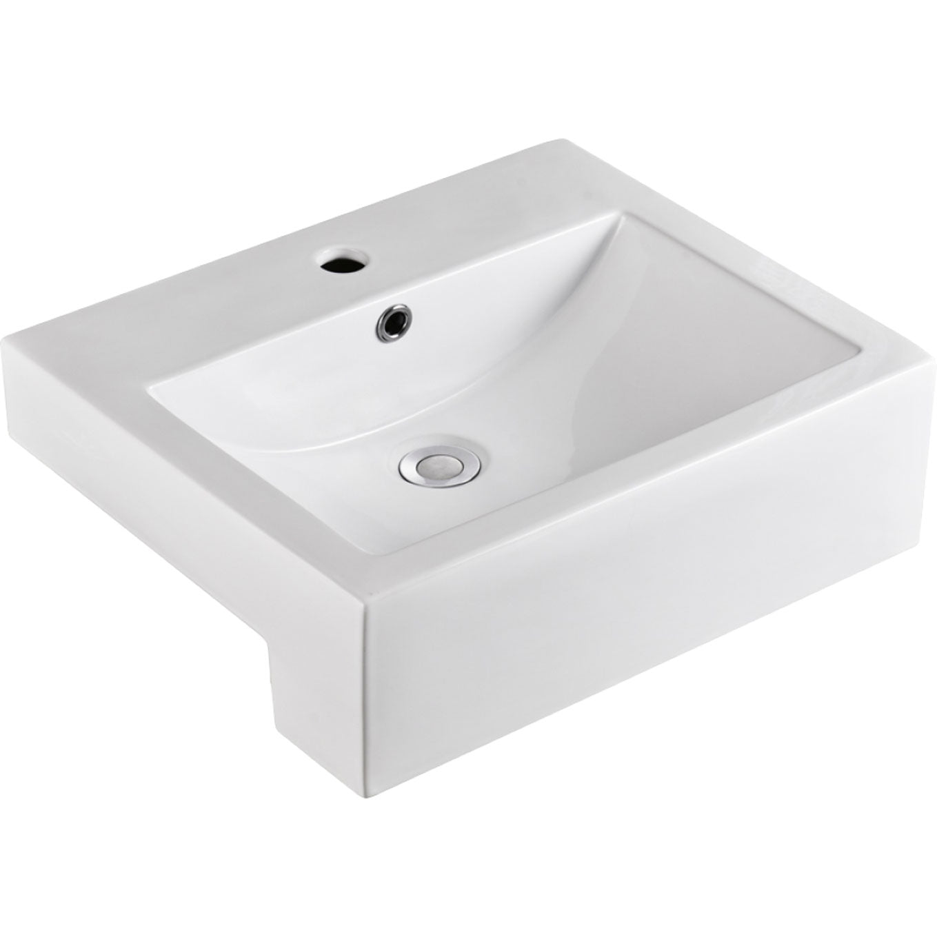 Fienza RB8050B 1 Tap Hole Semi-Recessed Bathroom Sink - White Porcelain Ceramic Basin for Modern Vanity & Powder Room Installation
